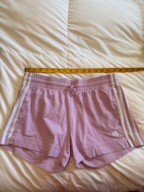 adidas Women's Lavender Athletic Shorts with White Stripes
